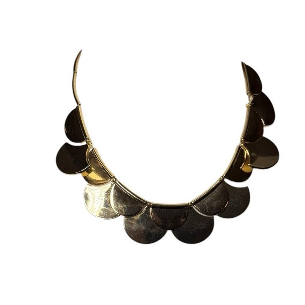 Kate Spade Gold Scallop Statement Necklace Collar Chunky Retired Y2K - Picture 4 of 8